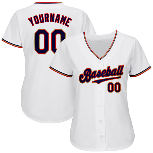 Maxcorners Custom White Navy-Red Authentic Baseball Jersey LM2605