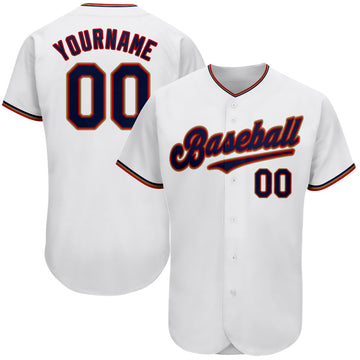 Maxcorners Custom White Navy-Red Authentic Baseball Jersey LM2605