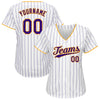 Maxcorners Custom White Purple Pinstripe Purple-Gold Authentic Baseball Jersey LM2605