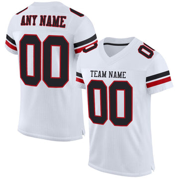 Maxcorners Custom White Black-Red Mesh Authentic Football Jersey LM2605