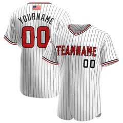 Maxcorners Custom White Red Pinstripe Red-Black Premium American Flag Fashion Baseball Jersey LM0210