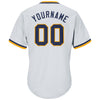 Maxcorners Custom White Navy-Gold Authentic Throwback Rib-Knit Baseball Jersey Shirt LM2605