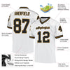 Maxcorners Custom White Black-Old Gold Mesh Authentic Throwback Football Jersey LM2605