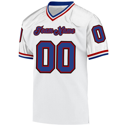 Maxcorners Custom White Royal-Red Mesh Authentic Throwback Football Jersey LM2605