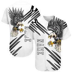 Maxcorners Custom White White-Black 3D Eagle Authentic Baseball Jersey
 LM0609