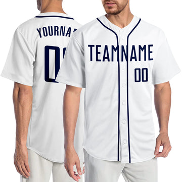 Maxcorners Custom White Navy Authentic Baseball Jersey LM2605