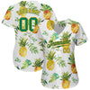 Maxcorners Custom White Kelly Green-Gold 3D Pattern Design Hawaii Pineapples Authentic Baseball Jersey LM2605