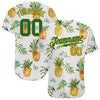 Maxcorners Custom White Kelly Green-Gold 3D Pattern Design Hawaii Pineapples Authentic Baseball Jersey LM2605