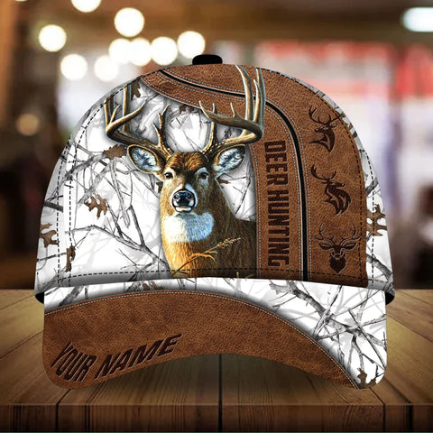 Maxcorners The Best Deer Hunting Leather Personalized Hats 3D Multicolored