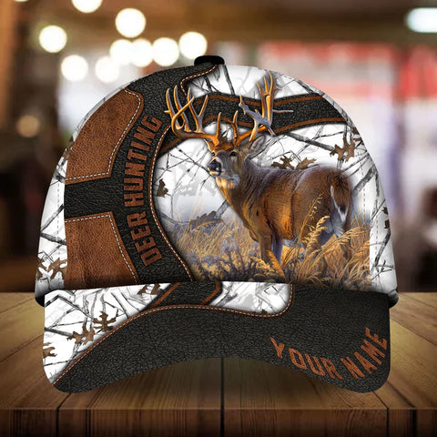 Maxcorners Premium Unique Leather Deer Hunting Personalized Hats 3D Multicolored