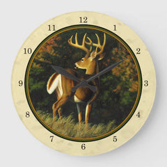 Maxcorners Whitetail Deer Monster Buck Yellow Large Clock TU3012
