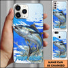 Maxcorners Fishing Water Splash Blue Pop Art Personalized Name Phone Case (10 Fish Species)
