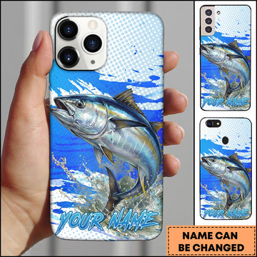 Maxcorners Fishing Tuna Water Splash Blue Pop Art Personalized Name Phone Case