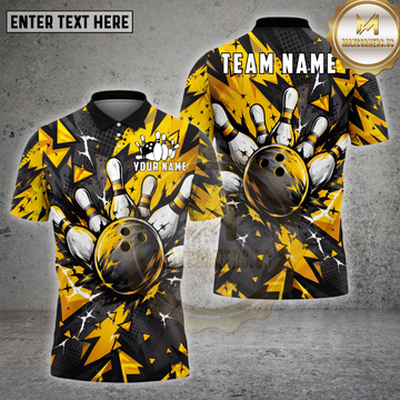 Maxcorners Bowling Pin Burst Geometric Multiple Options Personalized Name, Team Name 3D Shirt