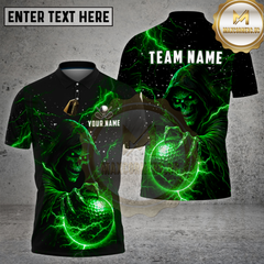 Maxcorners Golf Dark Skull Lightning Electric Power Art Multi Options Personalized Name, Team Name 3D Shirt