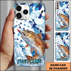 Maxcorners Redfish Fishing Star Camo Water Splash Art Personalized Name Phone Case