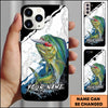Maxcorners Fishing Topwater Lure Splash Art Black White Personalized Name Phone Case (10 Fish Species)