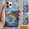 Maxcorners Fishing Ocean Wave Patriotic Camouflage Personalized Name Phone Case (10 Fish Species)
