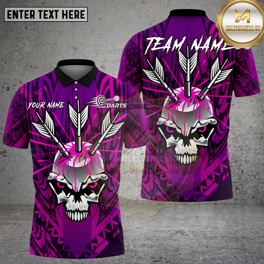 Maxcorners Darts Skull Tribal Warrior Blood Arrow Multicolor Options Personalized Name, Team Name 3D Shirt (4 Colors)