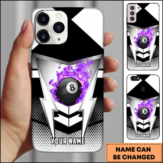 Maxcorners Flaming 8 Ball Sport Lightning Geometric Style Multicolor Options Personalized Name 3D Phonecase