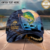 Maxcorners Fishing  Sunset Ocean Camouflage Multi Options Personalized Name 3D Classic Cap (11 Fish Species)