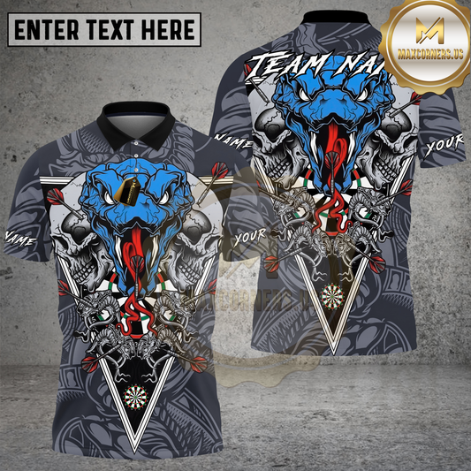Maxcorners Dart Skull Snake Dartboard Target Gothic Style Multicolor Options Personalized Name, Team Name 3D Shirt (4 Colors)