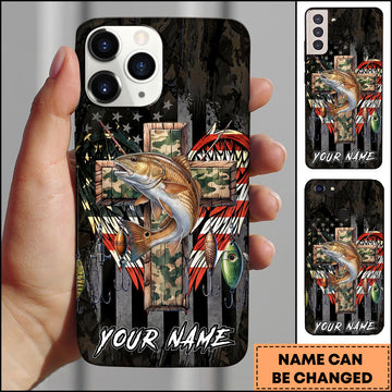 Maxcorners Redfish Fishing Camo Cross Fishing Lure Art Personalized Name Phone Case