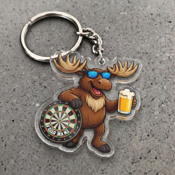 Maxcorners Funny Moose Beer Darts Personalized Name Keychain