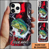 Maxcorners Fishing Red Black Abstract Lightning Splash Personalized Name Phone Case (10 Fish Species)