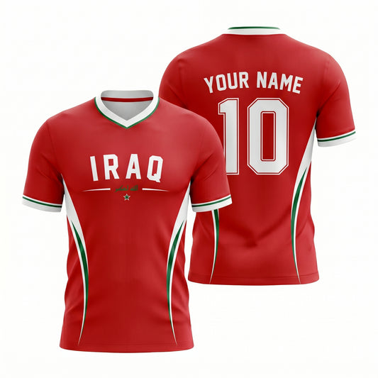 Maxcorners Iraq Red Soccer Jersey Custom Name Football Jersey