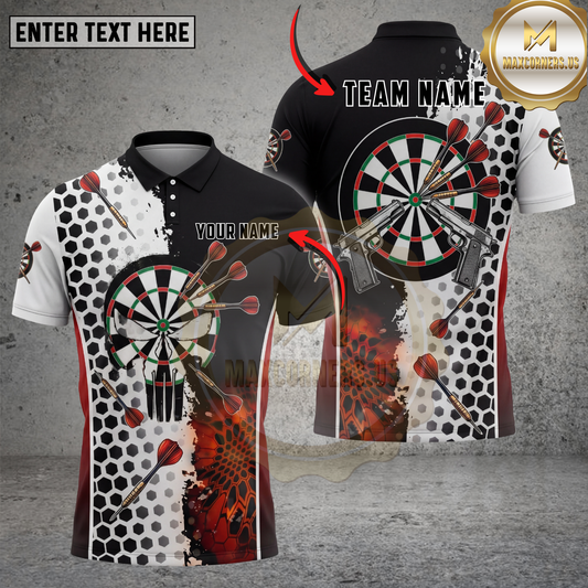 Maxcorners Darts Shirt Skull Target Shooter Multicolor Options Personalized Name, Team Name 3D Shirt (4 Colors)