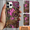Maxcorners Whitetail Deer Leather Patch Hunting Camo Multicolor Options Personalized Name 3D Phonecase