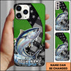Maxcorners Fishing Neon Green Honeycomb Wave Splash Personalized Name Phone Case (10 Fish Species)