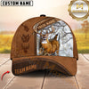 Maxcorners Deer Hunting Deer Camo & Diagonal Leather Panel Pattern Personalized Name 3D Cap (6 Colors)
