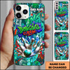 Maxcorners Bowling Phone Case Bowling Crew Graffiti Explosion Purple Neon Art Personalized Name Phone Case | Cyan