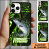 Maxcorners Fishing Green Flame Splash Golden Line Personalized Name 3D Phone Case (10 Fish Species)