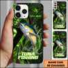 Maxcorners Fishing Green Flame Splash Golden Line Personalized Name 3D Phone Case (10 Fish Species)