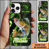 Maxcorners Fishing Green Flame Splash Golden Line Personalized Name 3D Phone Case (10 Fish Species)