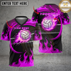 Maxcorners Volleyball Golden Fire Wings Elite Design Multicolor Options Personalized 3D V-neck T-Shirt