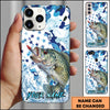 Maxcorners Fishing Star Camo Water Splash Art Personalized Name Phone Case (10 Fish Species)