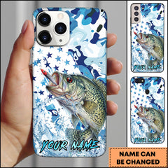 Maxcorners Crappie Fishing Star Camo Water Splash Art Personalized Name Phone Case