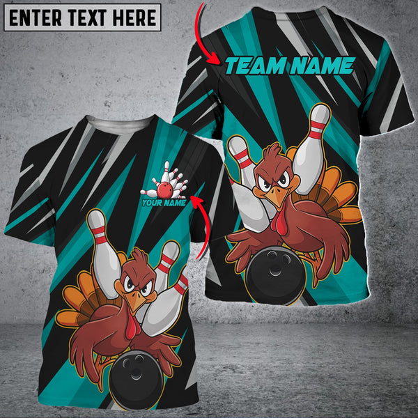 Maxcorners Angry Turkey Bowling Personalized Name, Team Name Unisex 3D Shirt For Sandra
