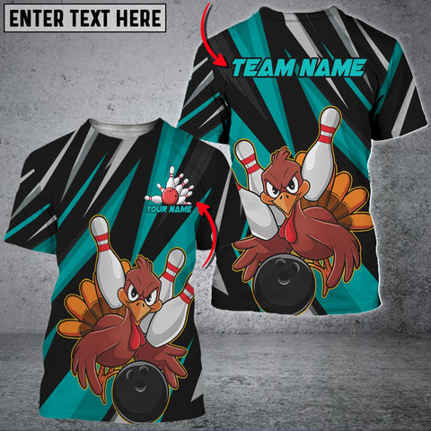 Maxcorners Angry Turkey Bowling Personalized Name, Team Name Unisex 3D Shirt For Sandra