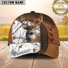 Maxcorners Deer Hunting Brown Leather Framed Woodland Camo Custom Name 3D Cap (6 Colors)