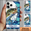 Maxcorners Fishing Phone Case Jumping Blue Camo Water Splash Personalized Name 3D Phone Case (10 Fish Species)
