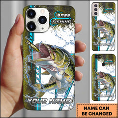 Maxcorners Bass Fishing Phone Case Lure Strike Action Sport Style Personalized Name 3D Phone Case