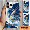 Maxcorners Fishing Phone Case Scale Deep Blue Water Splash Personalized Name 3D Phone Case (10 Fish Species)