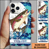 Maxcorners Fishing Phone Case Jumping Blue Camo Water Splash Personalized Name 3D Phone Case (10 Fish Species)