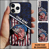 Maxcorners Fishing Patriotic USA Flag Honeycomb Tech Style Personalized Name Phone Case (10 Fish Species)