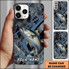 Maxcorners Tuna Fishing Dark Hexagon Pattern Dynamic Splash Personalized Name Phone Case